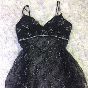 Silver sheer mesh floral babydoll